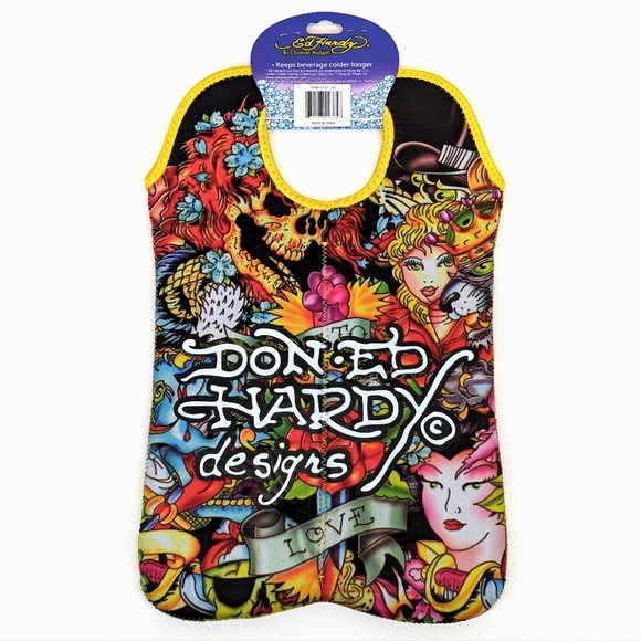 Ed Hardy Designs By Christian Audigier Neoprene Beverage Tote Tattoo Art - Picture 2 of 4